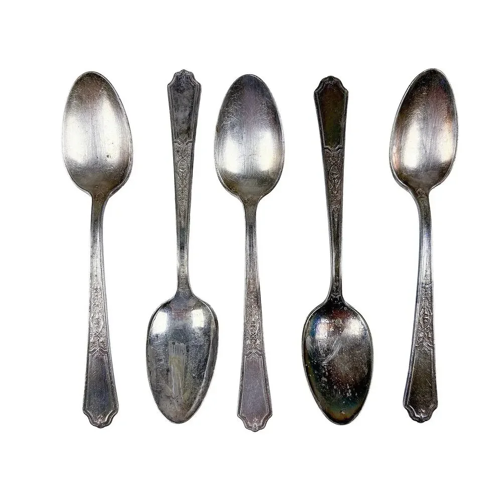 1847 Rogers Bros Ancestral Antique Silverplate Teaspoons Set of 5 Craft Upcycle